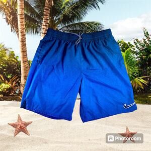 Nike Men's Large Blue Ombre Just Do It Swoosh Patch Swim Trunks Shorts Mesh